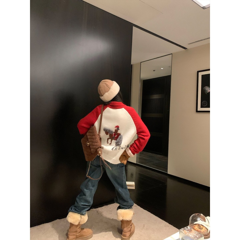 【新年小马】设计感气质百搭时尚潮流拉链毛衣刺绣开衫LK1230208