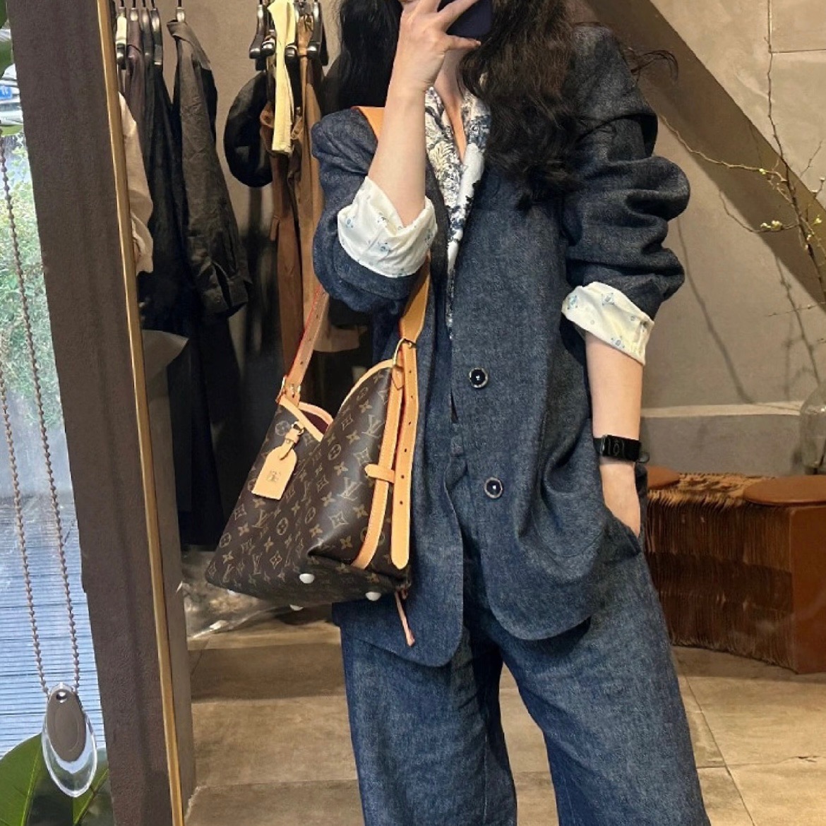 95新 LouisVuitton/路易威登 LV 经典老花 carryall 单肩斜跨包