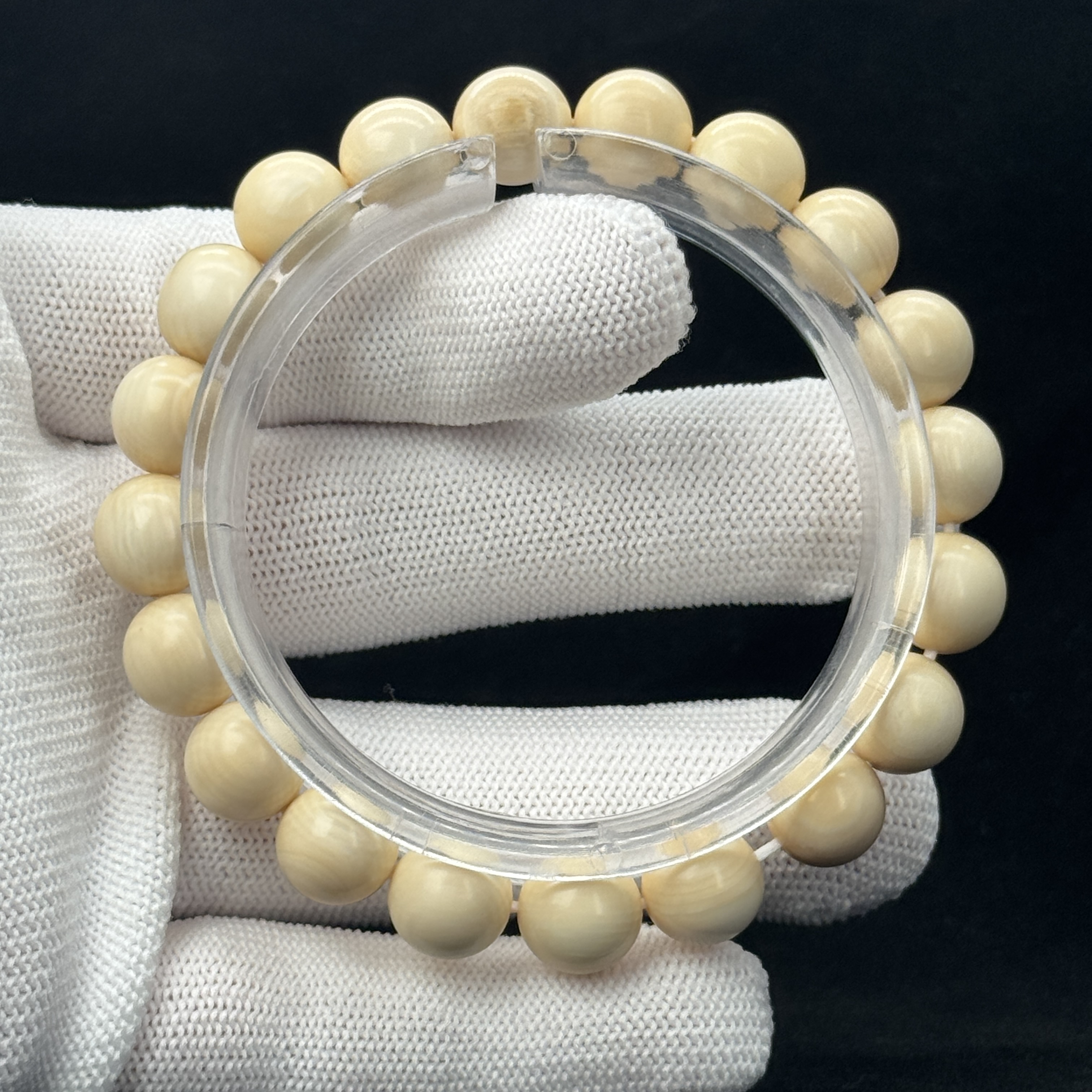 DEZHI/德志【瑕疵有裂】10mm圆珠手串17.2g天然猛犸牙手串K599