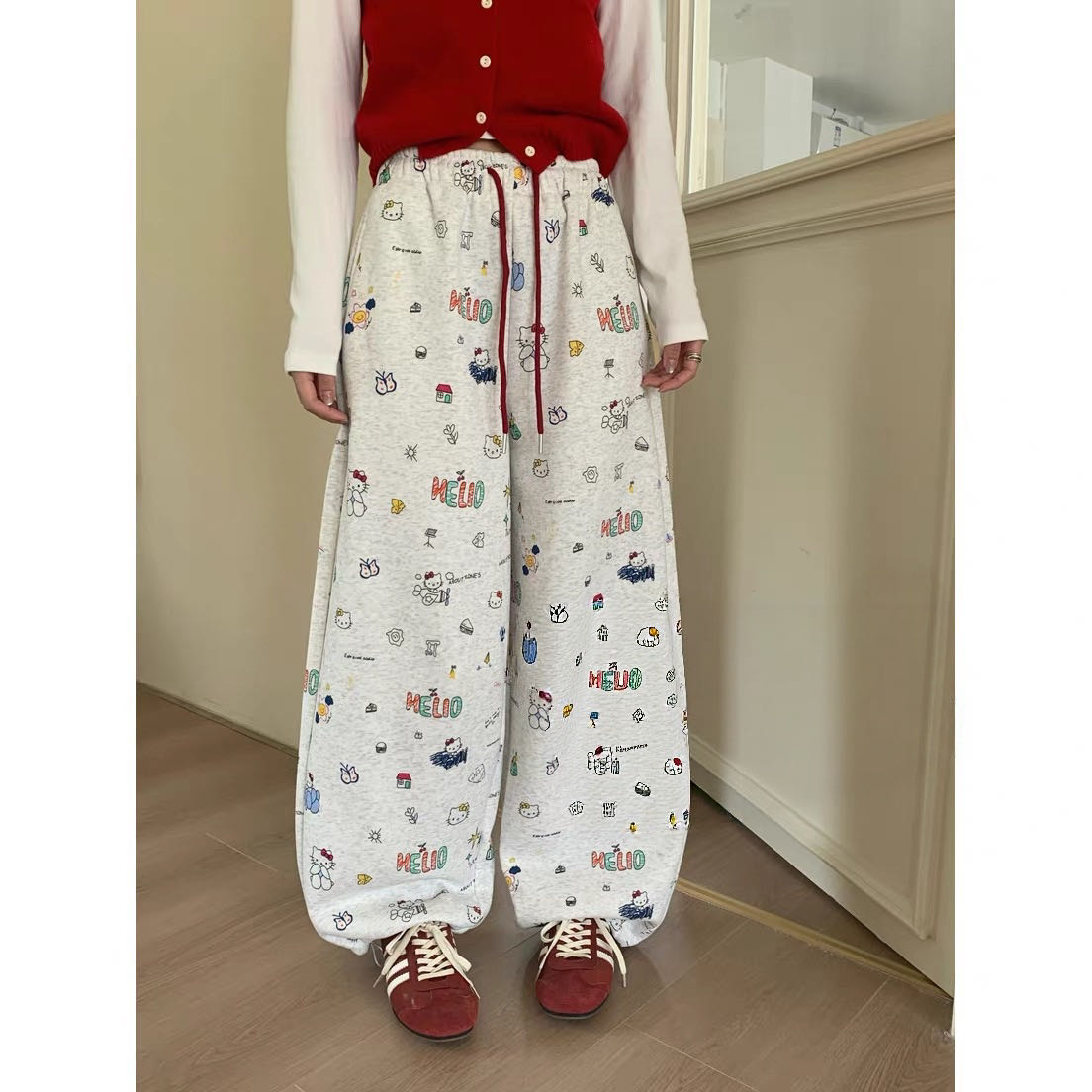 055【冬季新款】满印涂鸦HELLO KITTY潮牌休闲裤（2793）