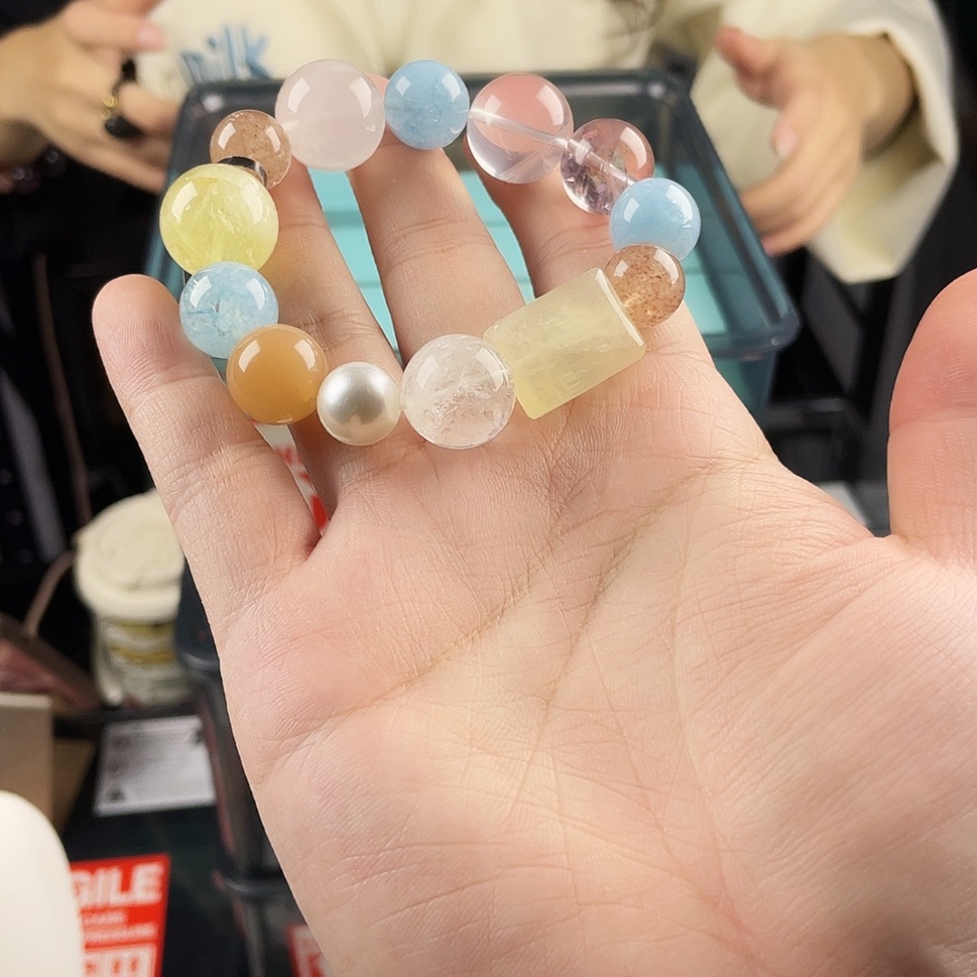 银S925镀金镶嵌水晶手串