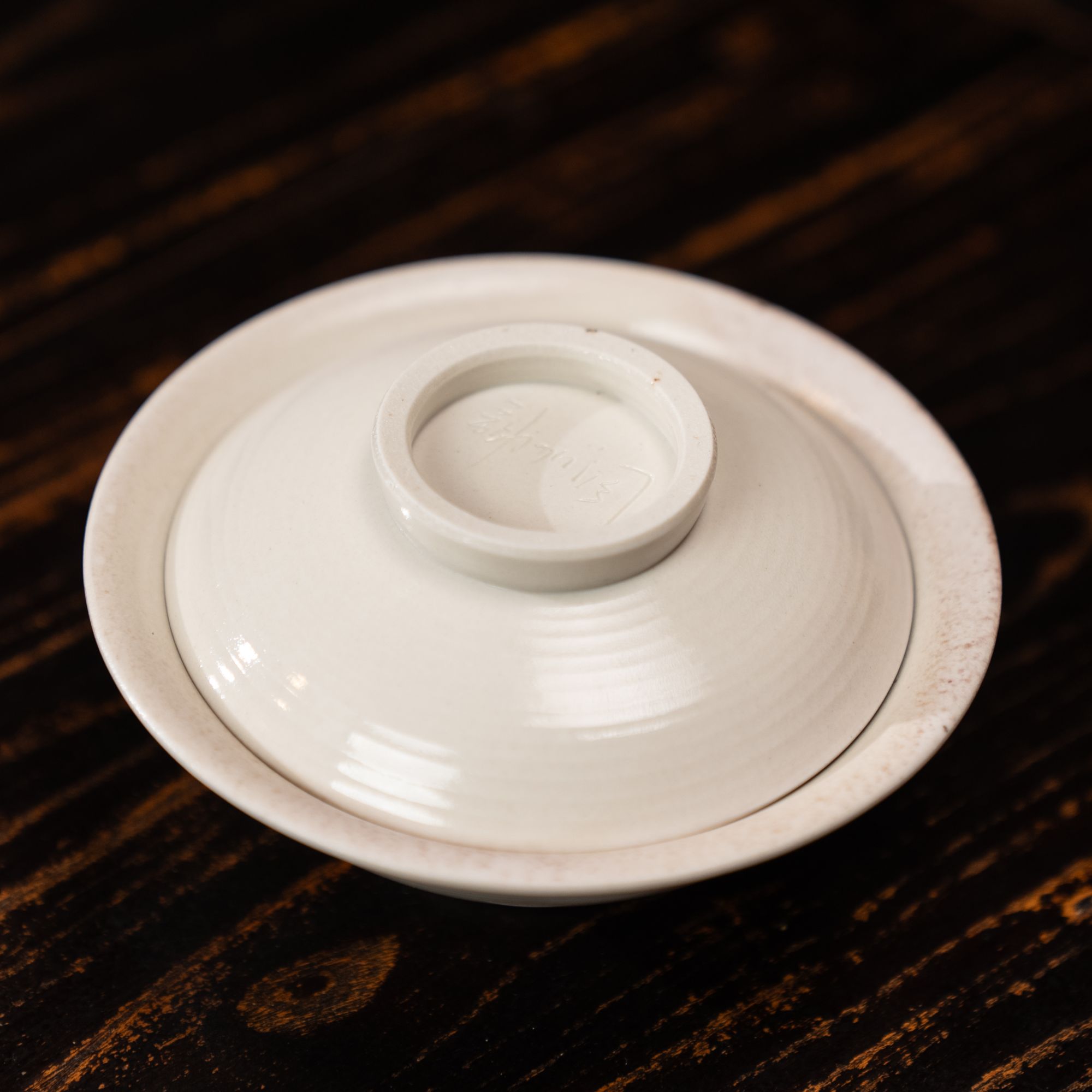 谢加阔大乔盖碗（玉白色容量200ml）手作柴烧