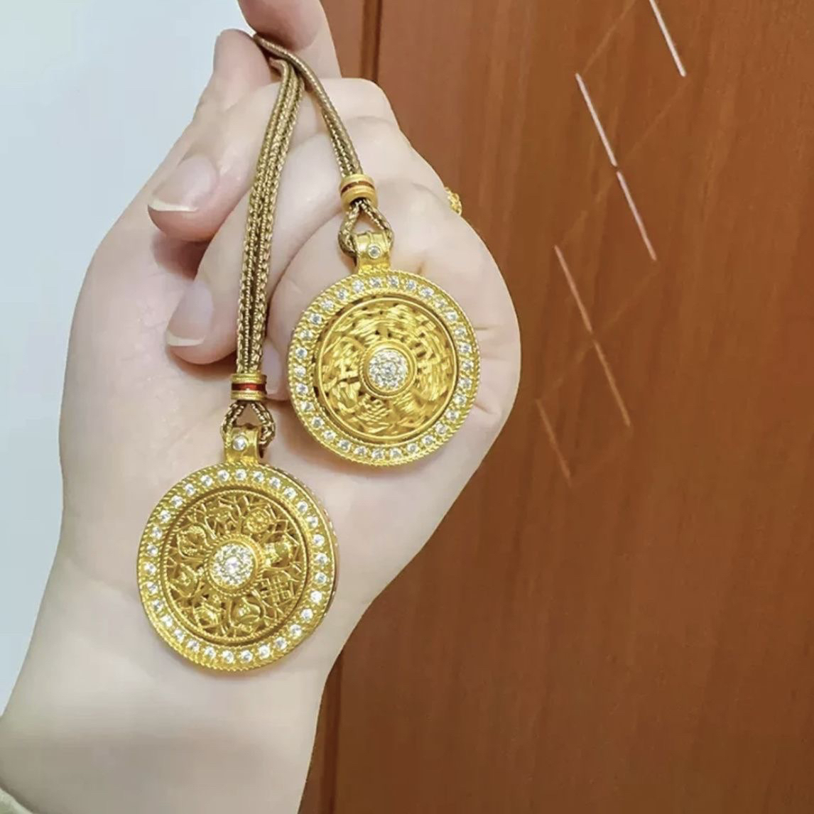 合金吊坠 新中式复古时来运转百搭吊坠旋转八宝罗盘项链