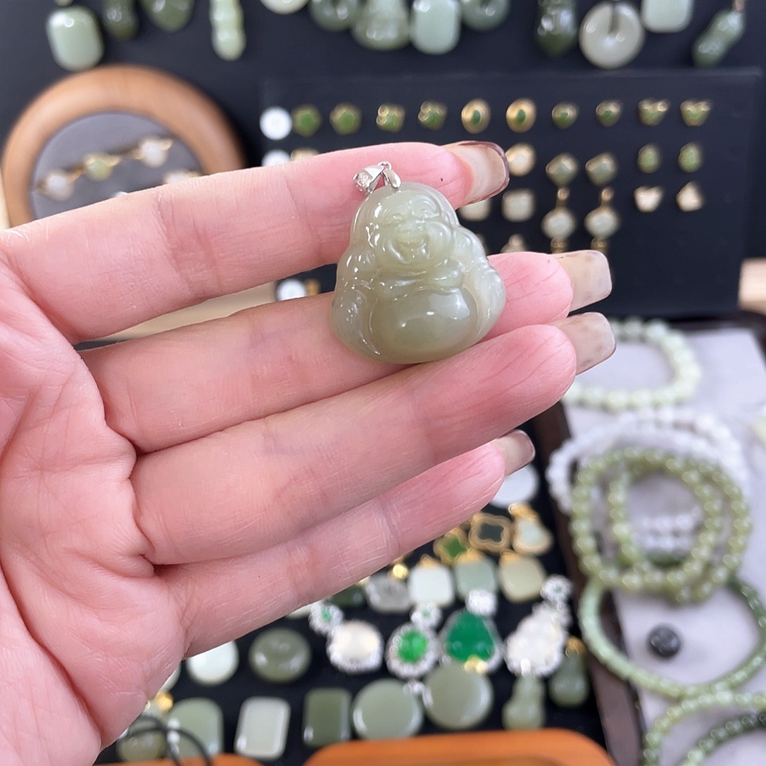 和田玉银S925镶嵌颈饰