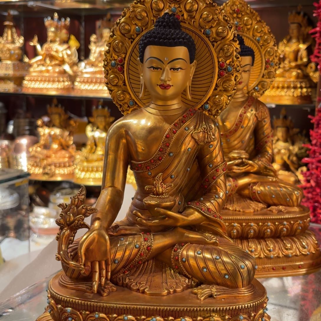 *****黄铜一尺佛金小背光药师佛