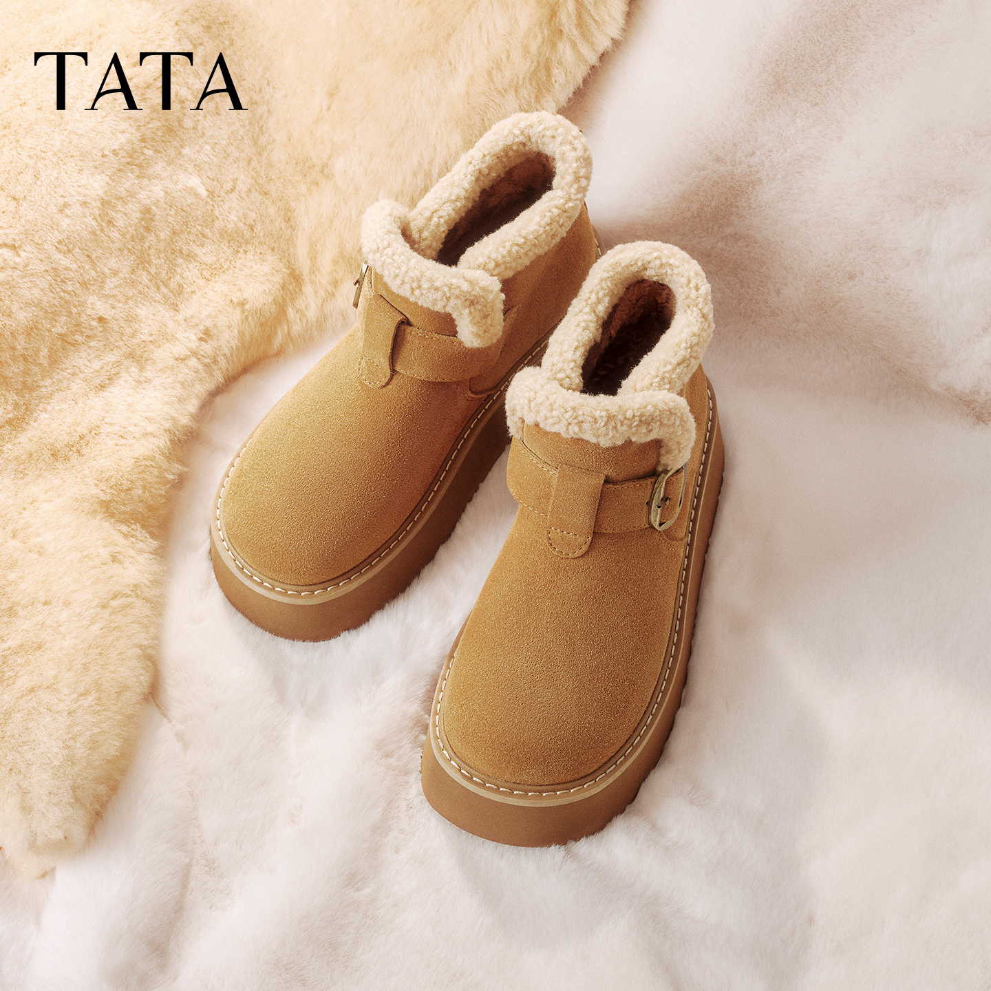 【丽公主专属】TATA他她2025冬新款商场同款雪地靴厚底JXK01DD5