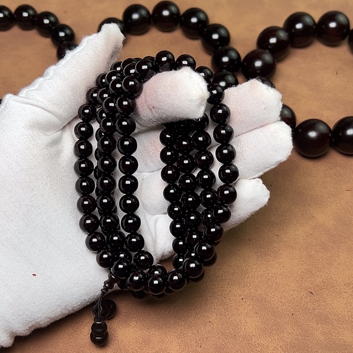 小叶紫檀手串/手链0.8*108 细金星