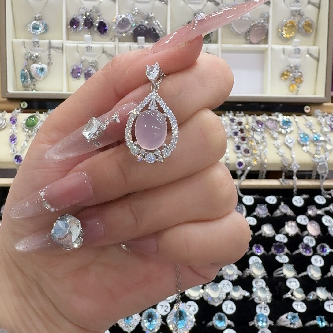 周***一银S925镶嵌吊坠(不含链)芙蓉石