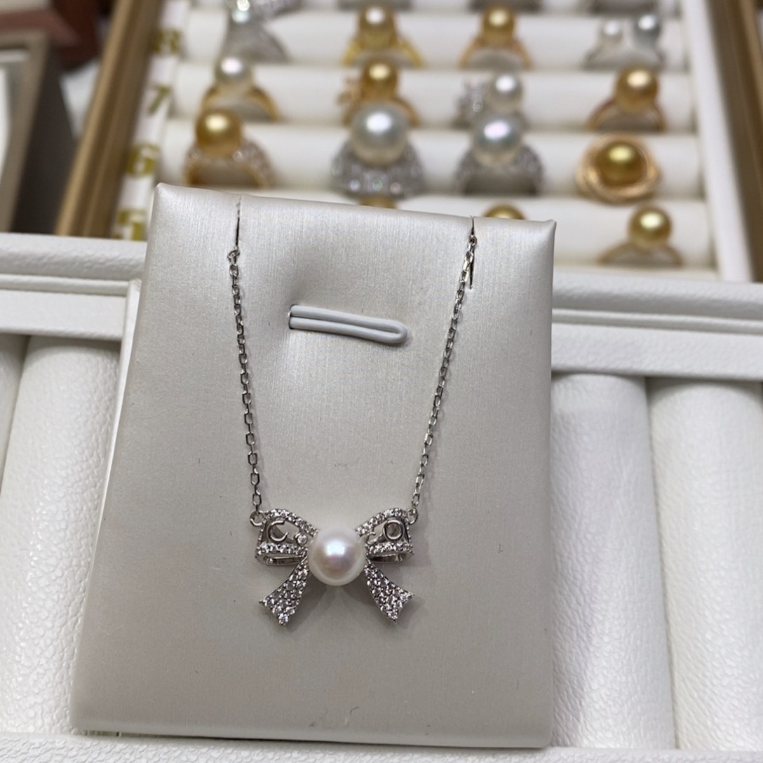 海水珍珠颈饰银S925镶嵌6-7