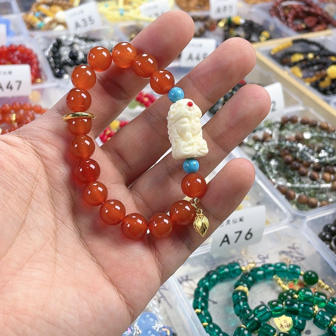 檀香木手串银S925镀金镶嵌