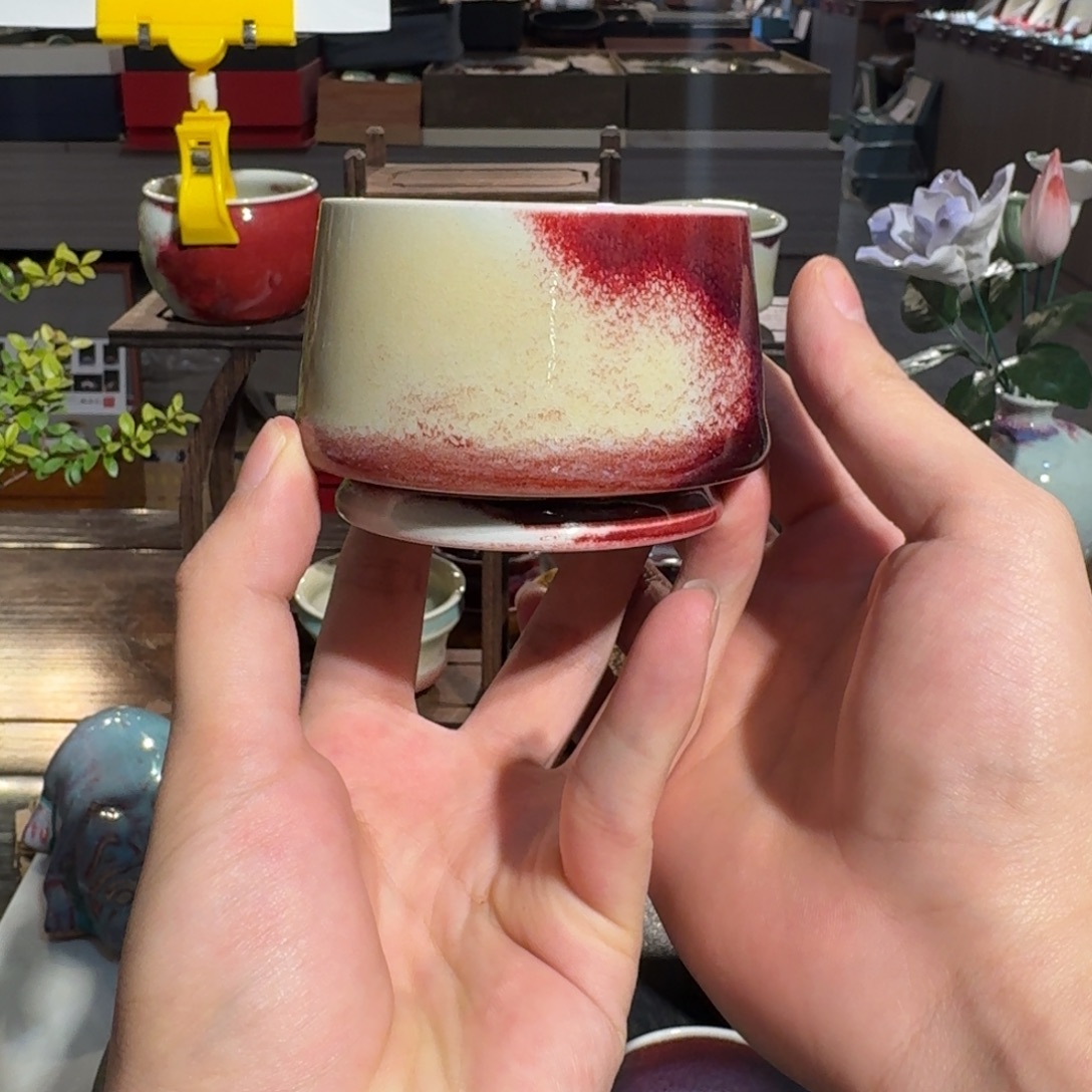 陶摆件手拉胚钧瓷单杯