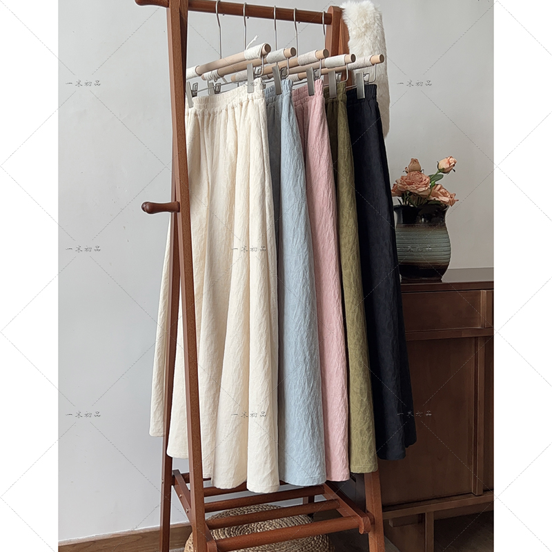 5367《朝云落梦》原创秋冬精致加绒休闲A字裙复古文艺棉提花半身裙