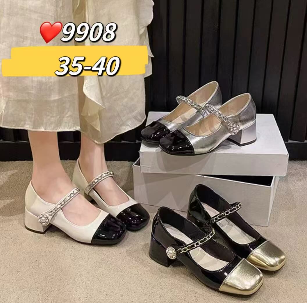 2025年夏季粗跟小香风中跟气质单鞋复古玛丽珍鞋跟鞋一字带圆头