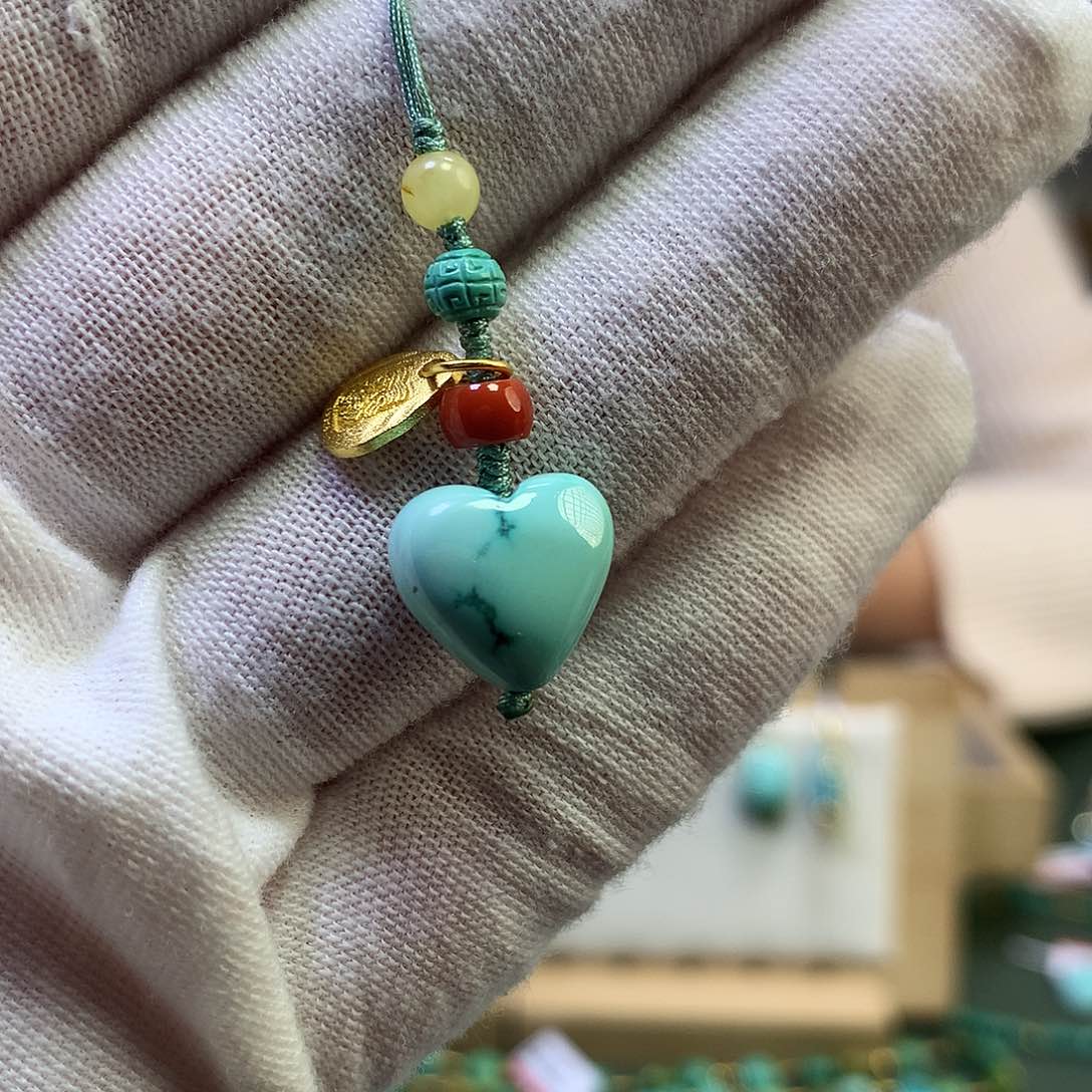 绿松石滴流银S925镀金镶嵌