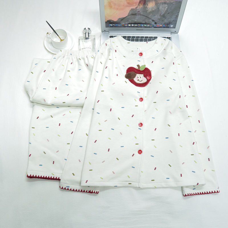 睡衣女款爆款2025新款冬季暖绒长袖长裤开衫带胸垫休闲家居服套装