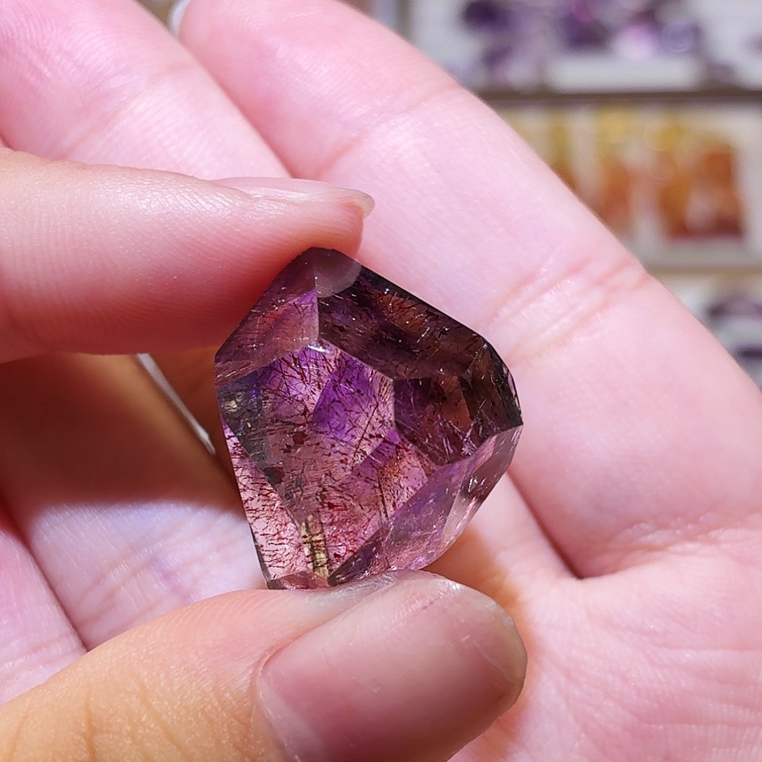 未镶嵌吊坠(不含链)水晶紫超七 新品 随形 打孔定制不退换