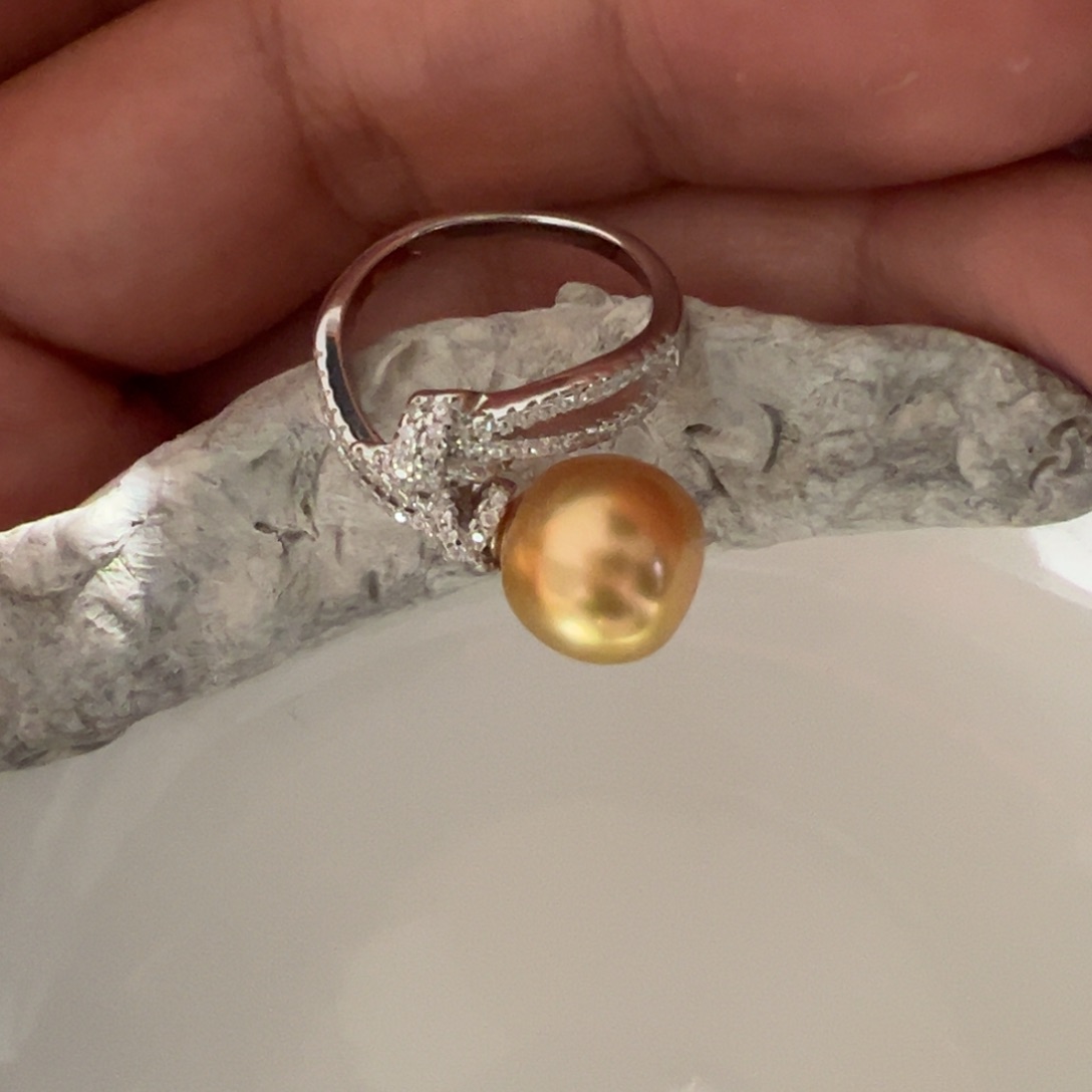 海水珍珠戒指银S925镶嵌