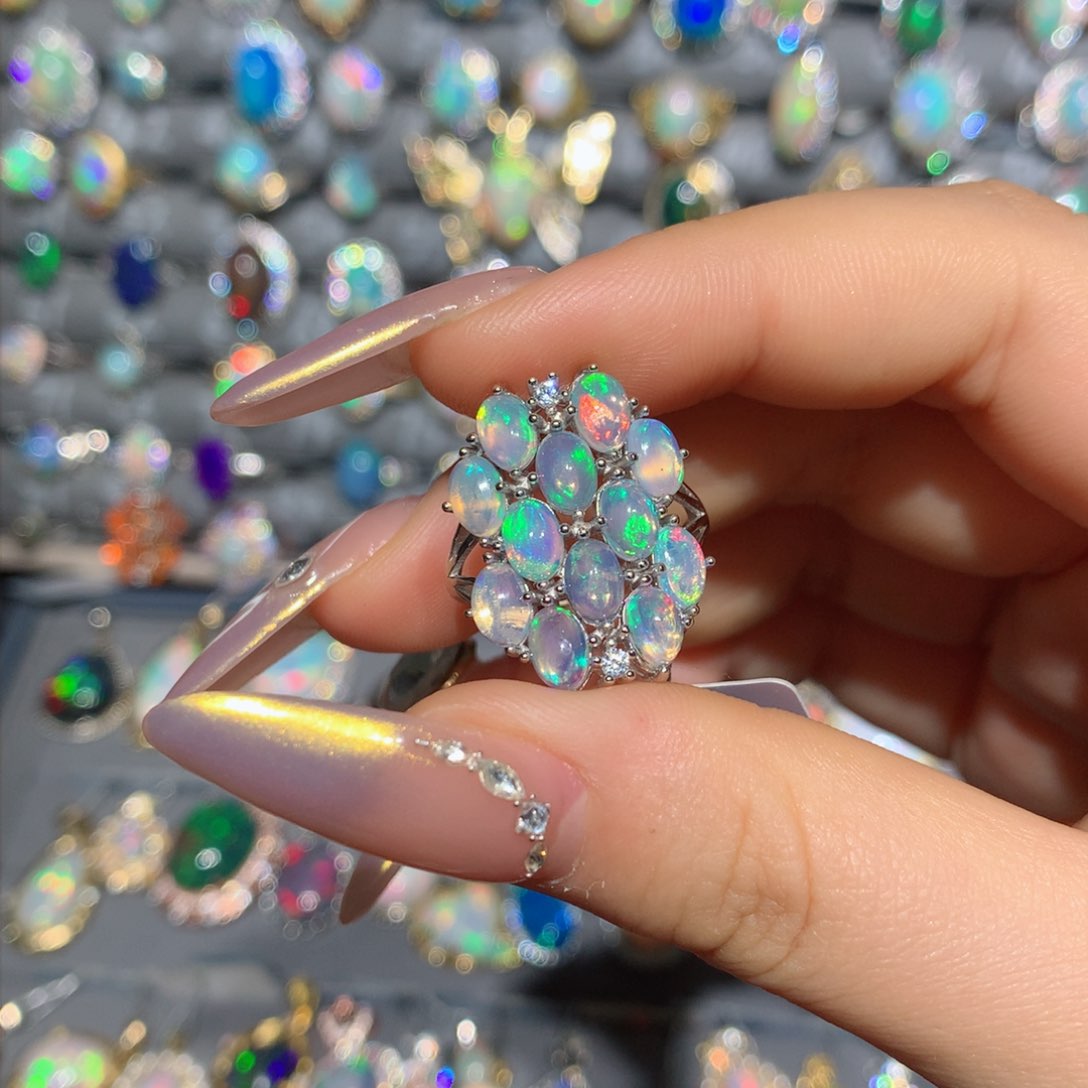 欧泊福利戒指t银S925镶嵌