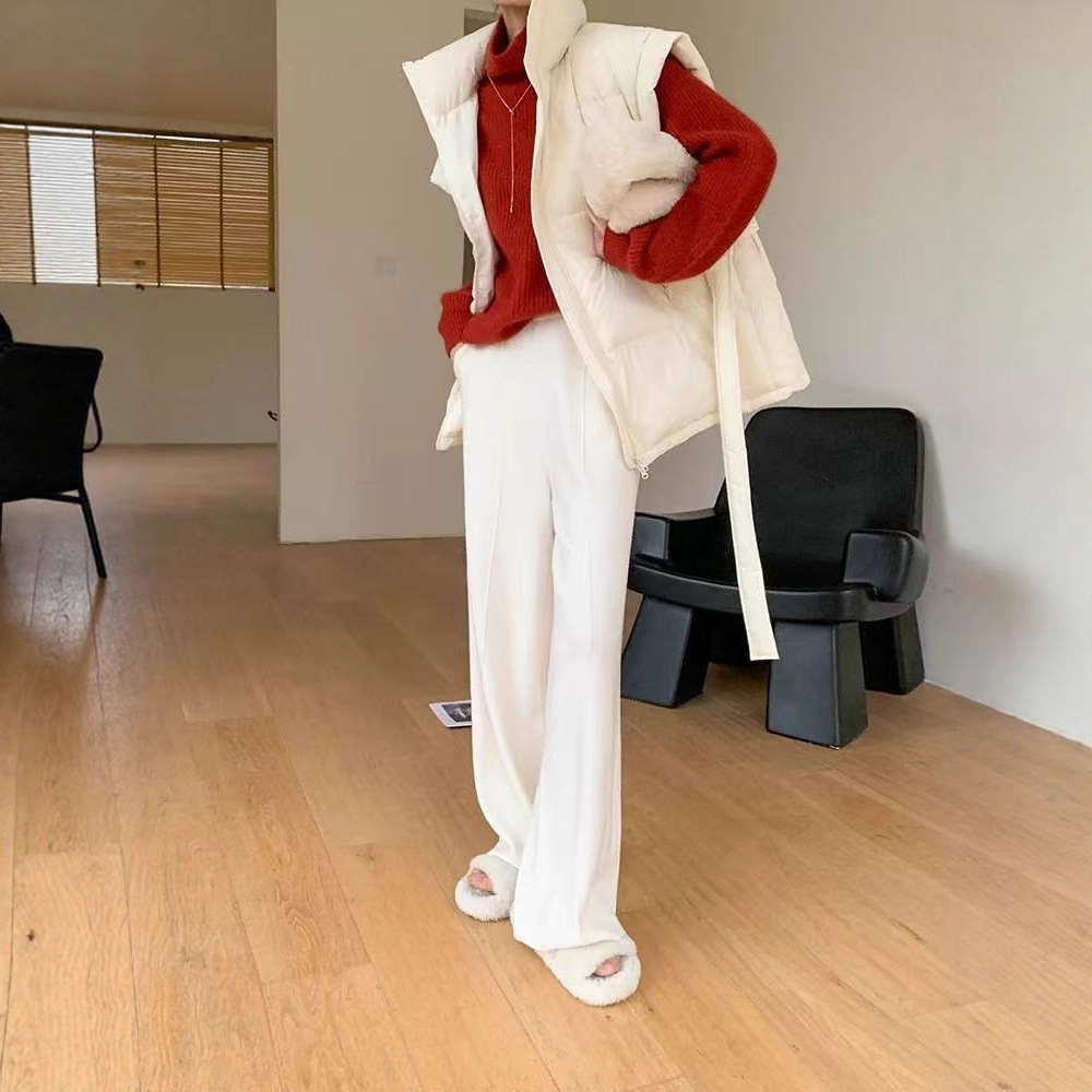 【简知】三防科技面料 白 ya ya 马甲 坎肩腰带抽绳显瘦绒马甲