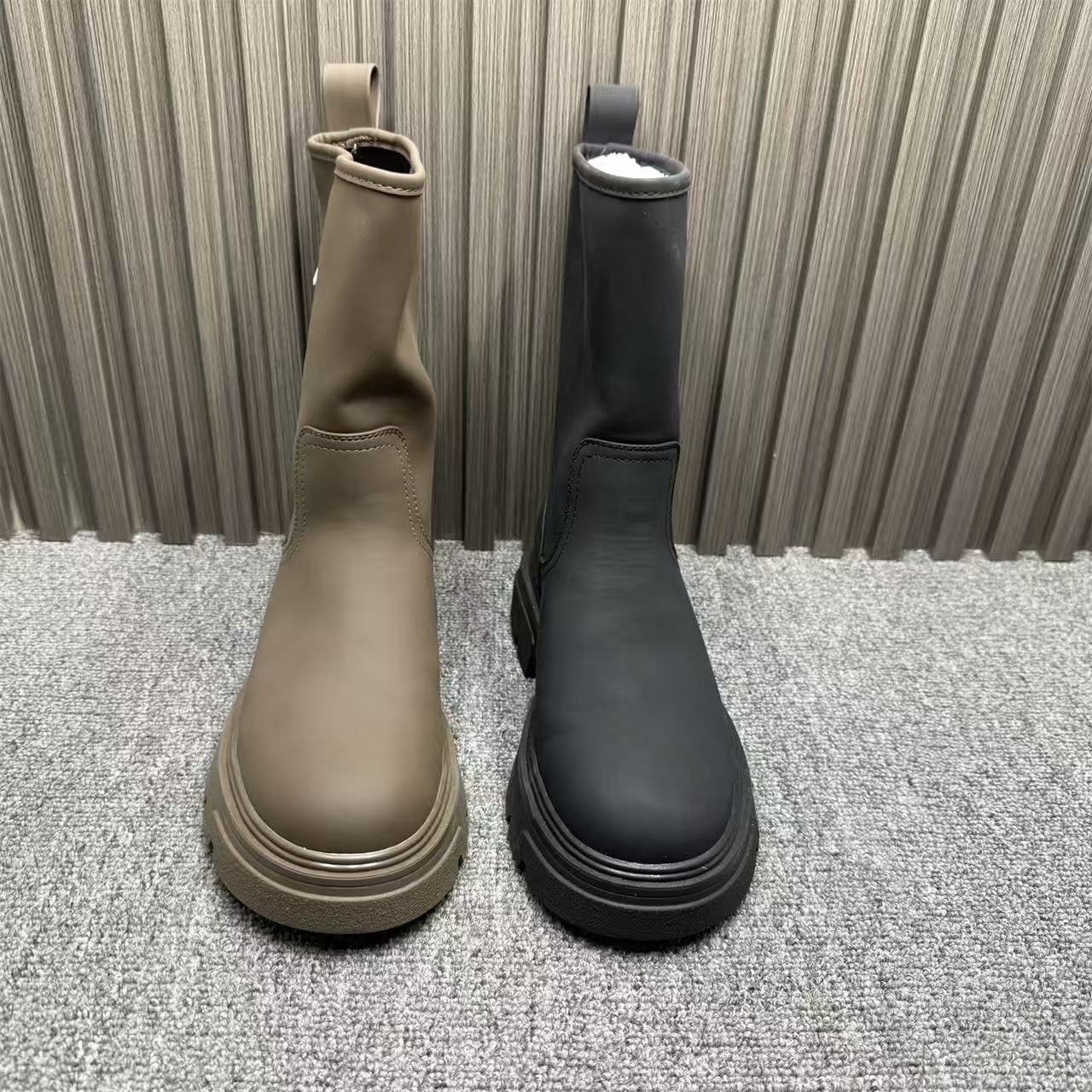 WG520长筒靴女秋冬新款厚底粗跟英伦风百搭骑士高筒女单靴 单里