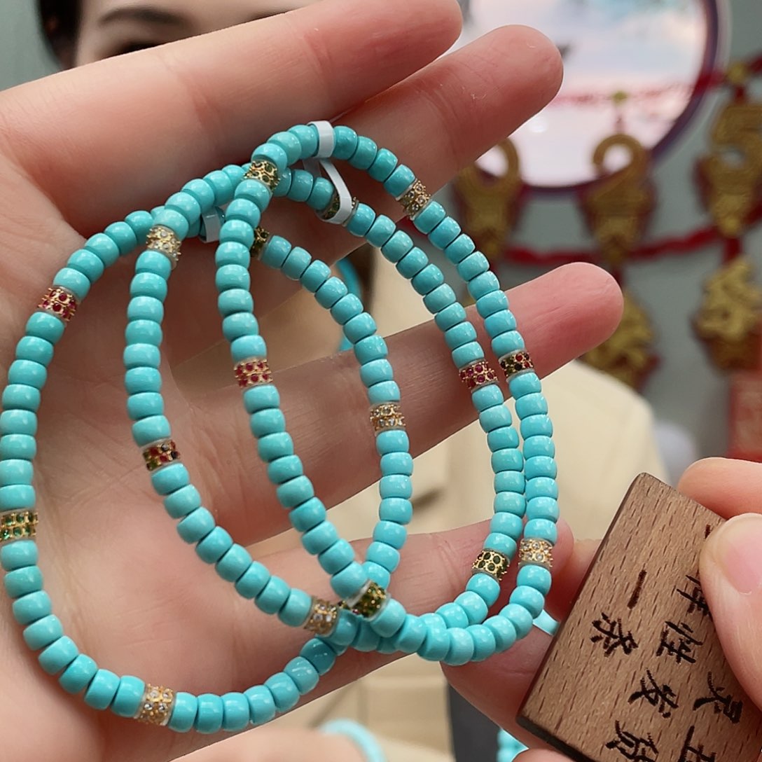 绿松石手串18K金镶嵌