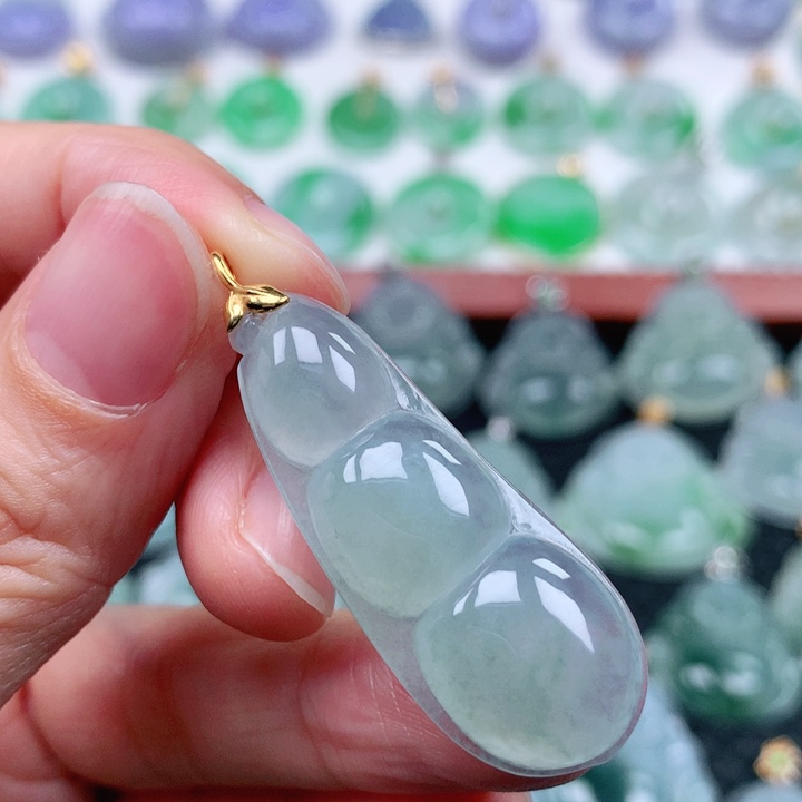 翡翠吊坠(不含链)18K金镶嵌