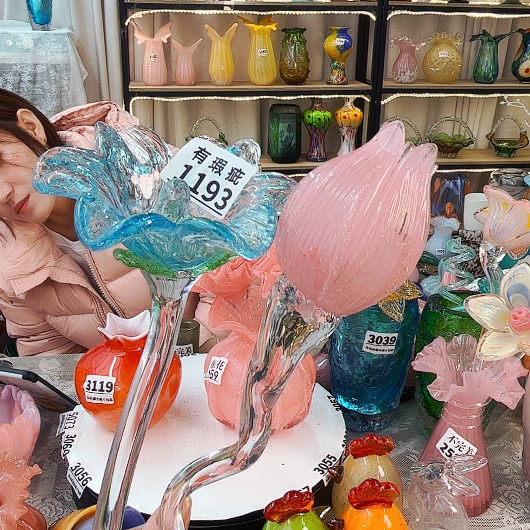 2朵瑕花家悦琉璃工艺品苞夜光