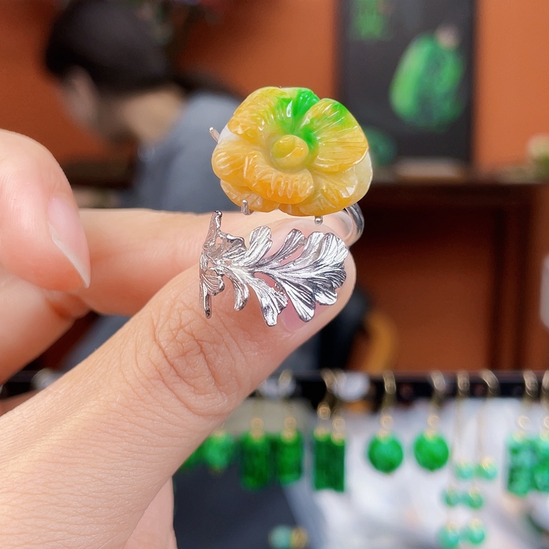 翡翠银S925镶嵌耳饰