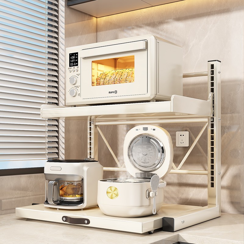 优勤微波炉置物架抽拉式厨房电饭煲架子台面多功能电器烤箱收纳架商品图