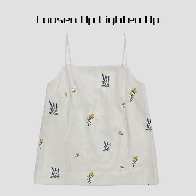 Loosen Up【植物系刺绣套装】重工立体绣花法式浪漫吊带/阔腿休闲裤