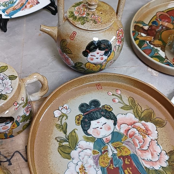 盘景德镇手绘釉下彩手