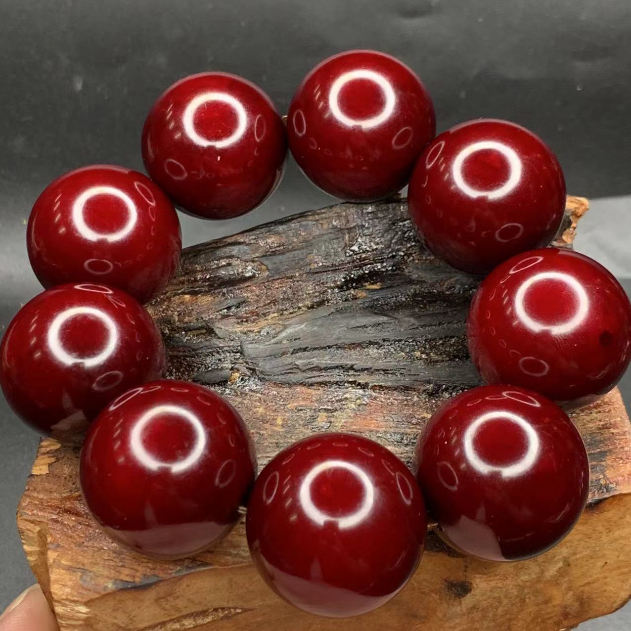 琥珀木手串雷击满油爆透3.0红油男士本命年