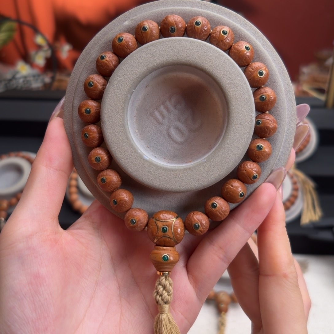 凤眼菩提手串乘**浪10.5mm铁籽单圈绿玛n