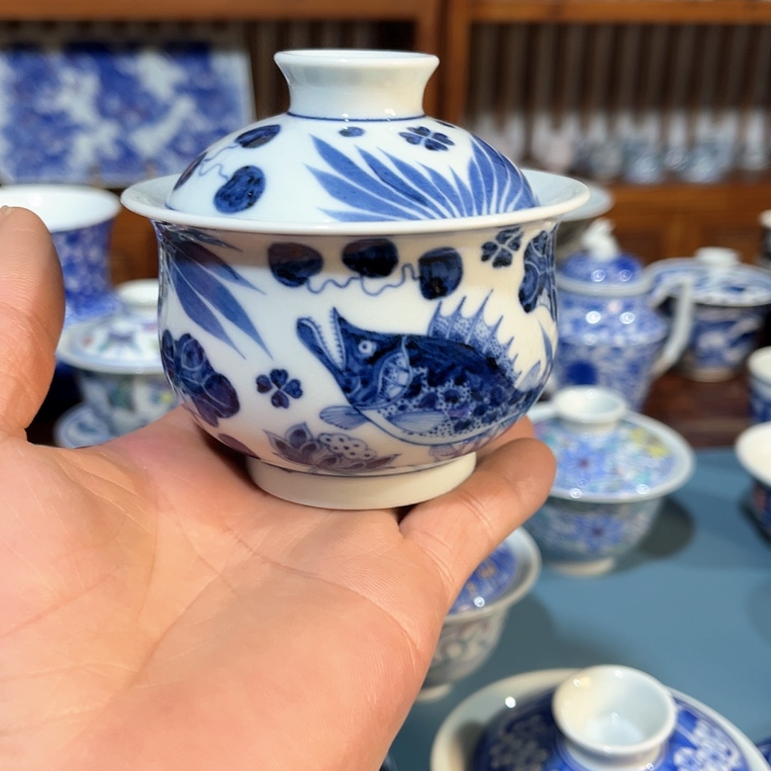 錡镇堂手工手绘盖碗