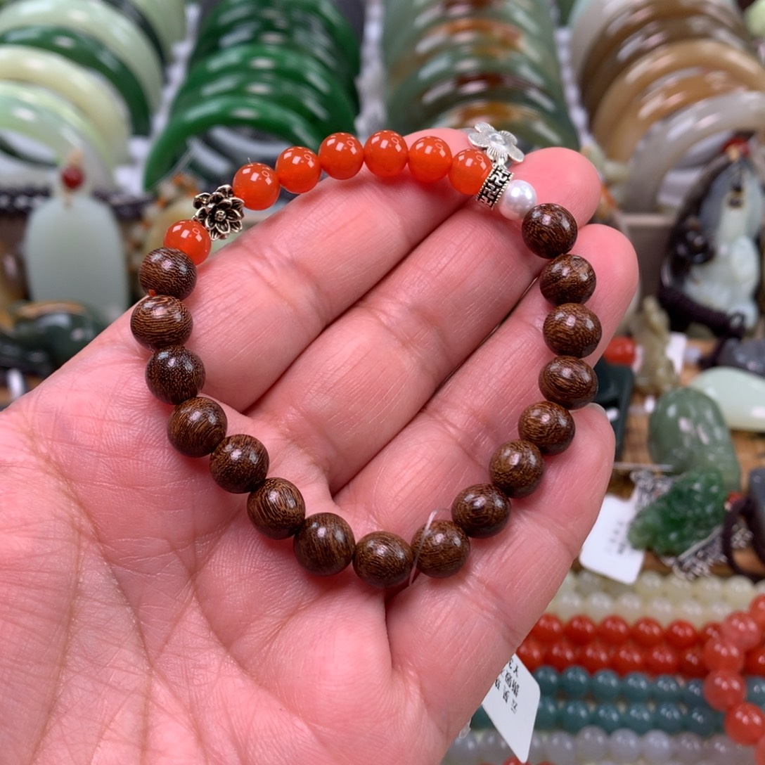 南红玛瑙未镶嵌手链卡0.7