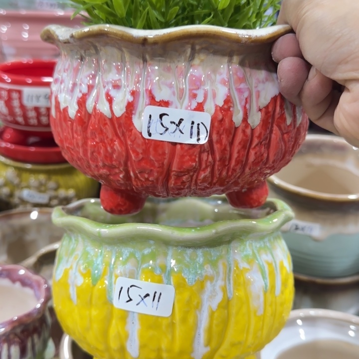 凑9块包邮，有孔，陶瓷花盆