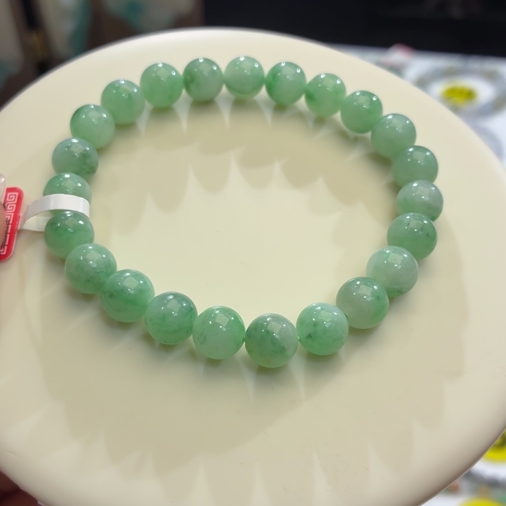 翡翠未镶嵌手链冰胶果阳绿飘卡8.4