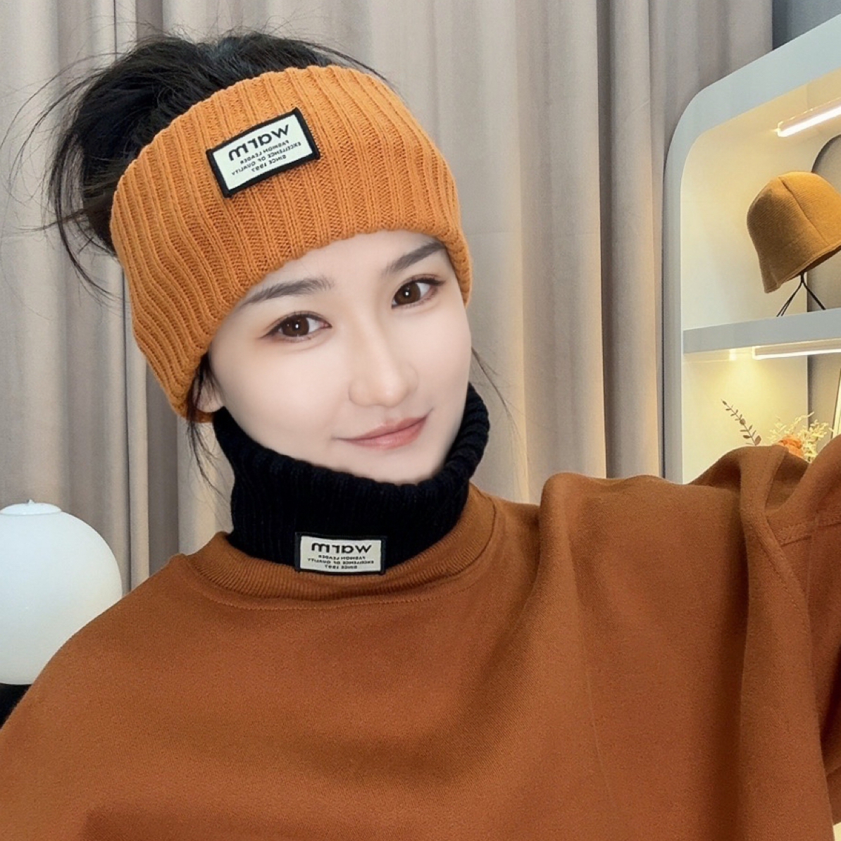 秋冬日系加厚护耳帽百搭女韩版帽子运动风冷发带帽保暖时尚