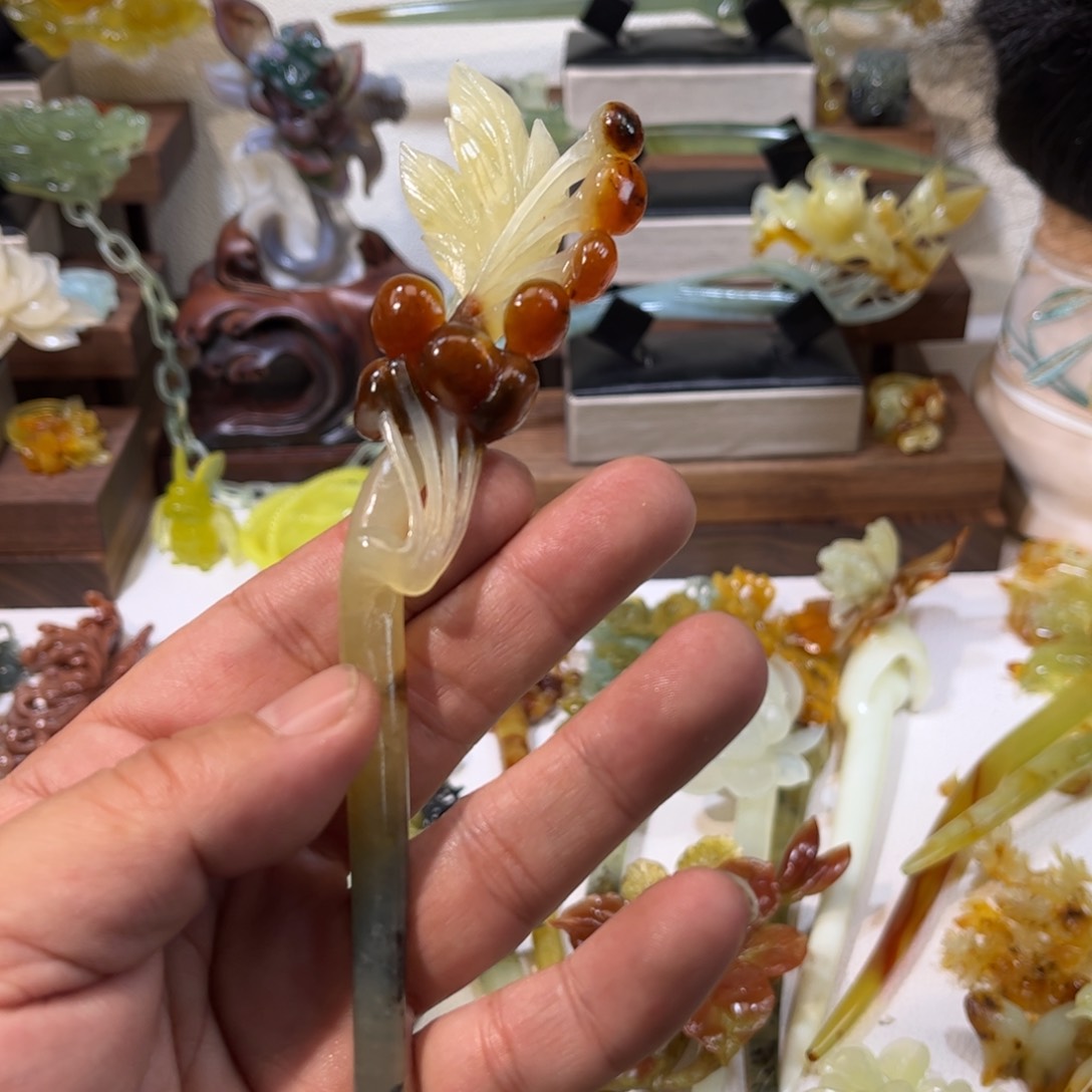 蛇纹石玉发簪合金