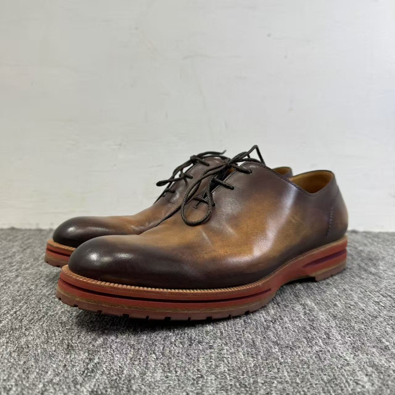 99新 maje BERLUTI 黑棕皮鞋/8码/18216