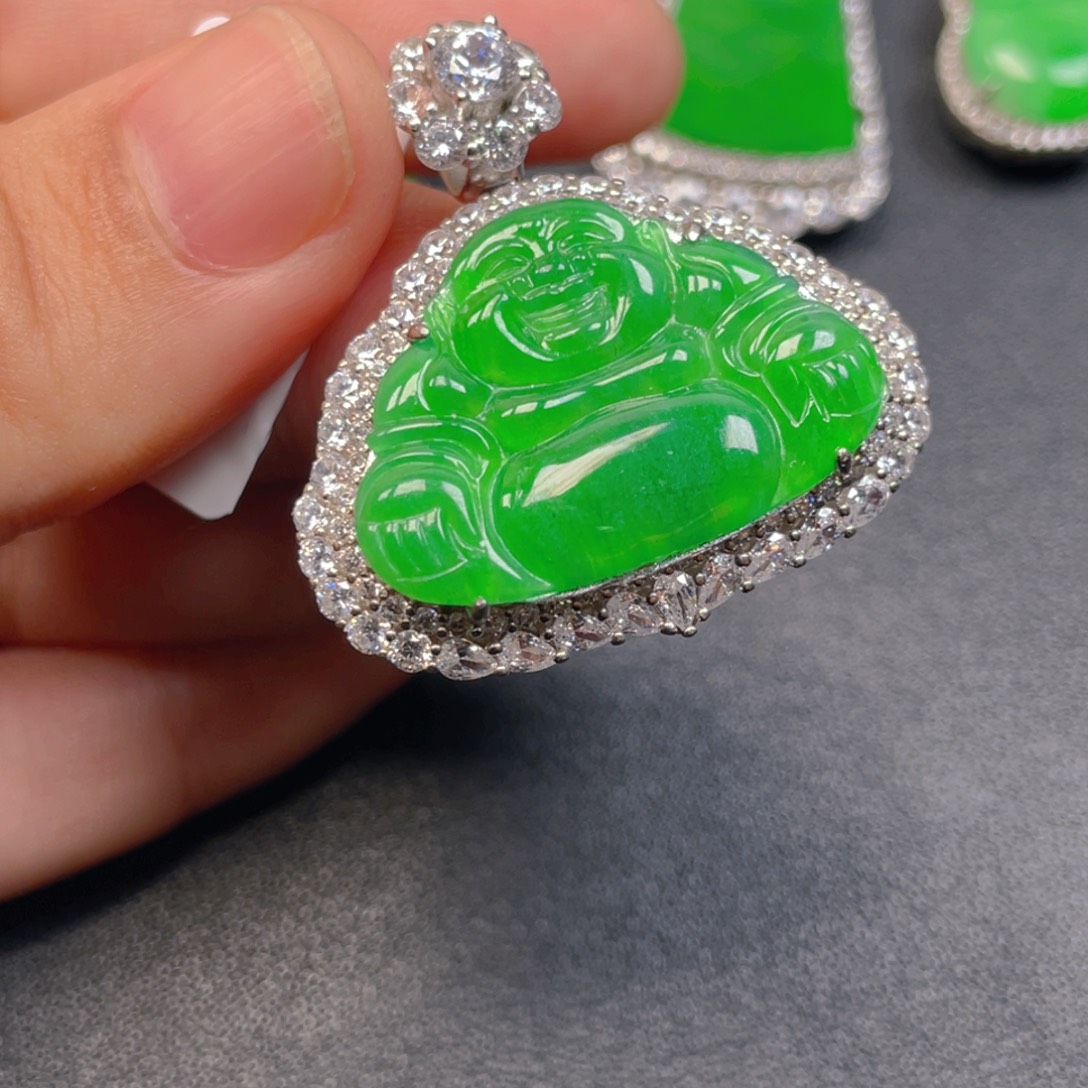 翡翠银S925镶嵌吊坠(不含链)