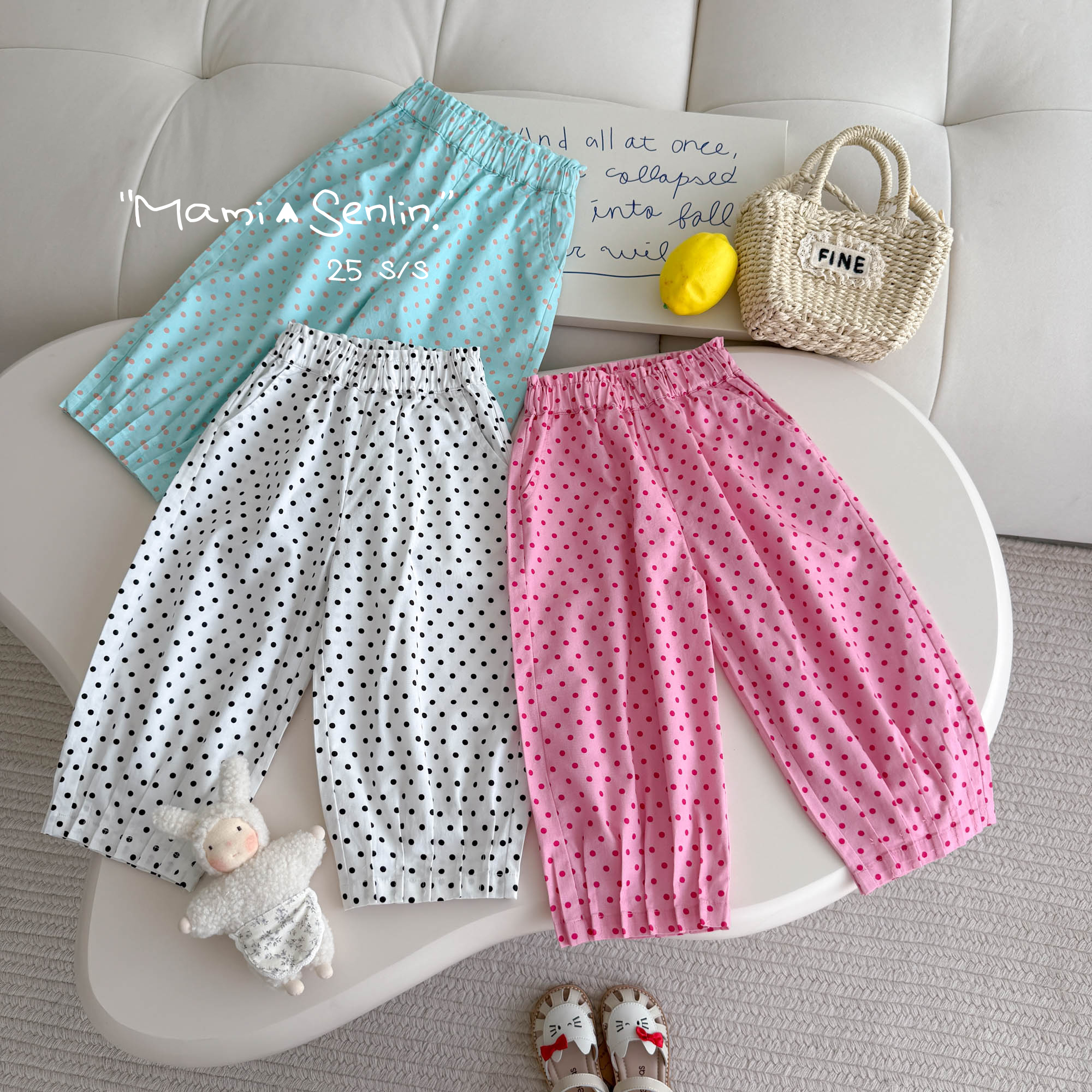 【现货】妈咪森林童装2025夏季新款水洗平纹休闲裤 252-MMSL-252177