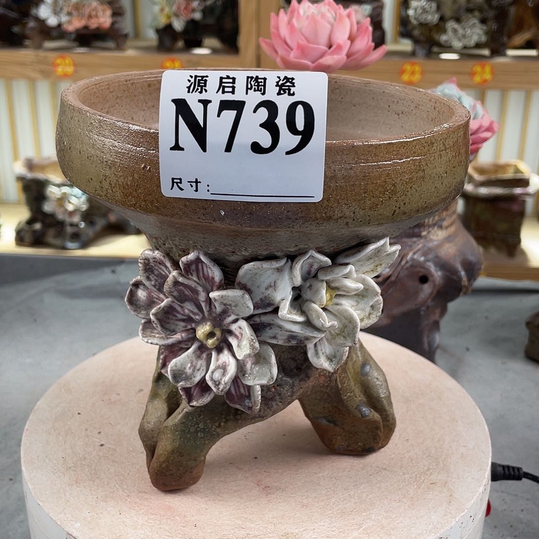 紫砂花盆景德镇陶瓷花盆739