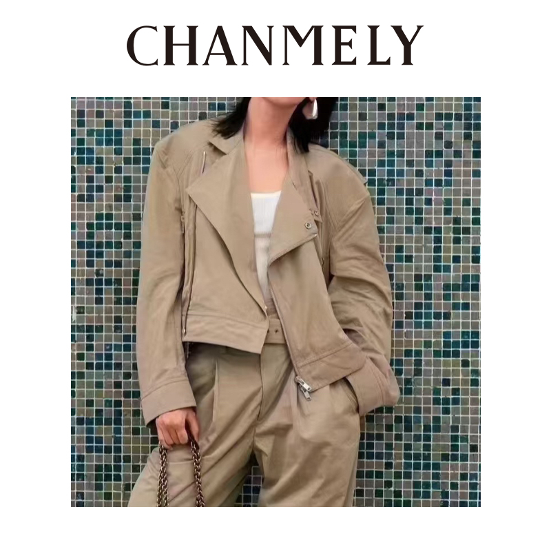 【CHANMITY】25/ss复古飞行员夹克时髦收腰侧拉链百搭外套025297
