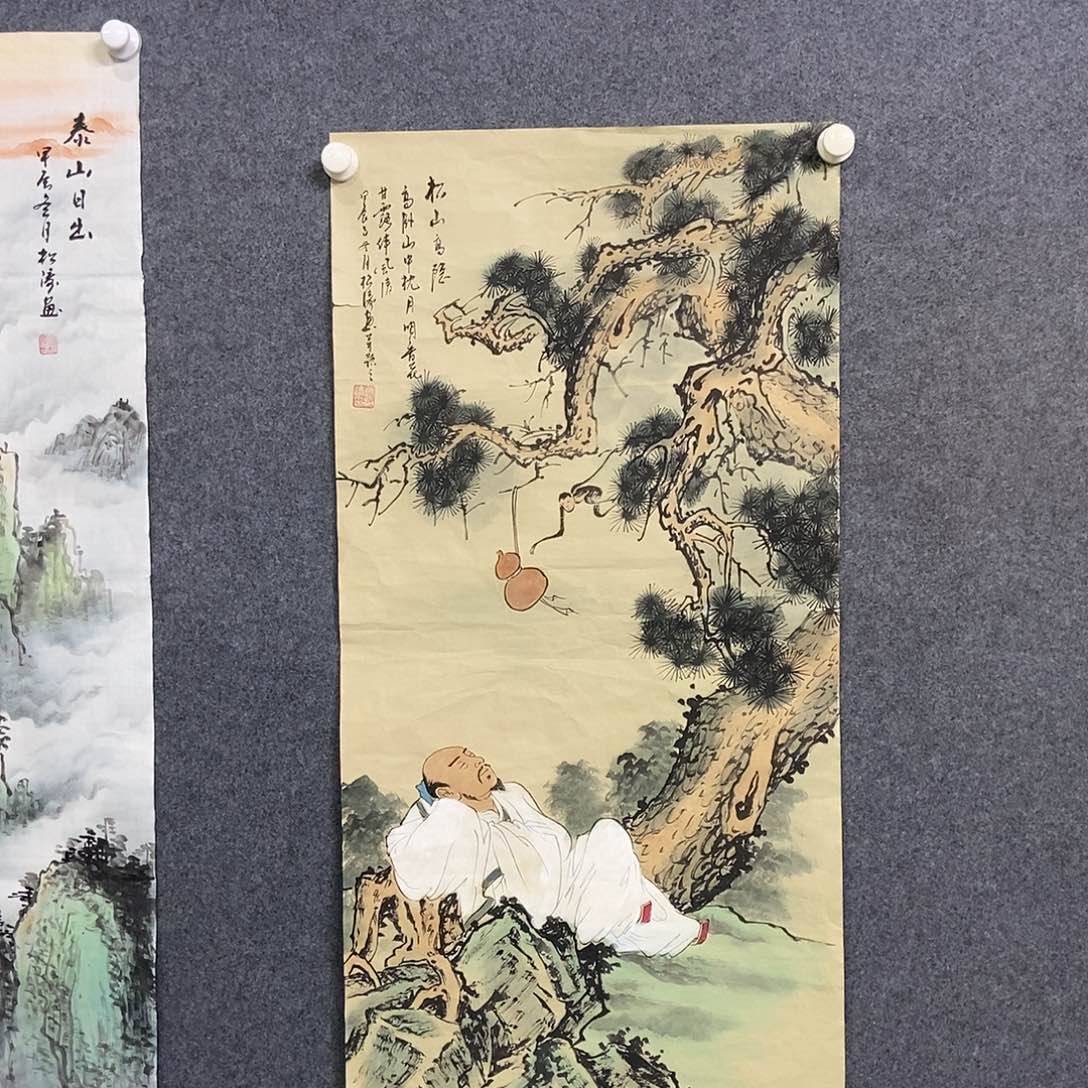 国画三尺仿古山水人物一副