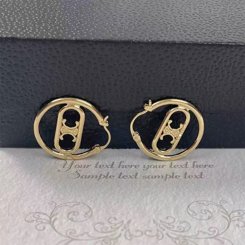 合金耳饰 耳环经典复古圆形耳饰铜镀真金秋冬小红书时髦款112