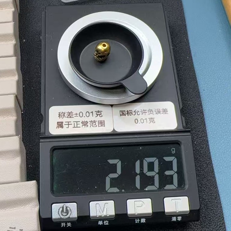 W足金黄金纯金刀疤骷髅配件