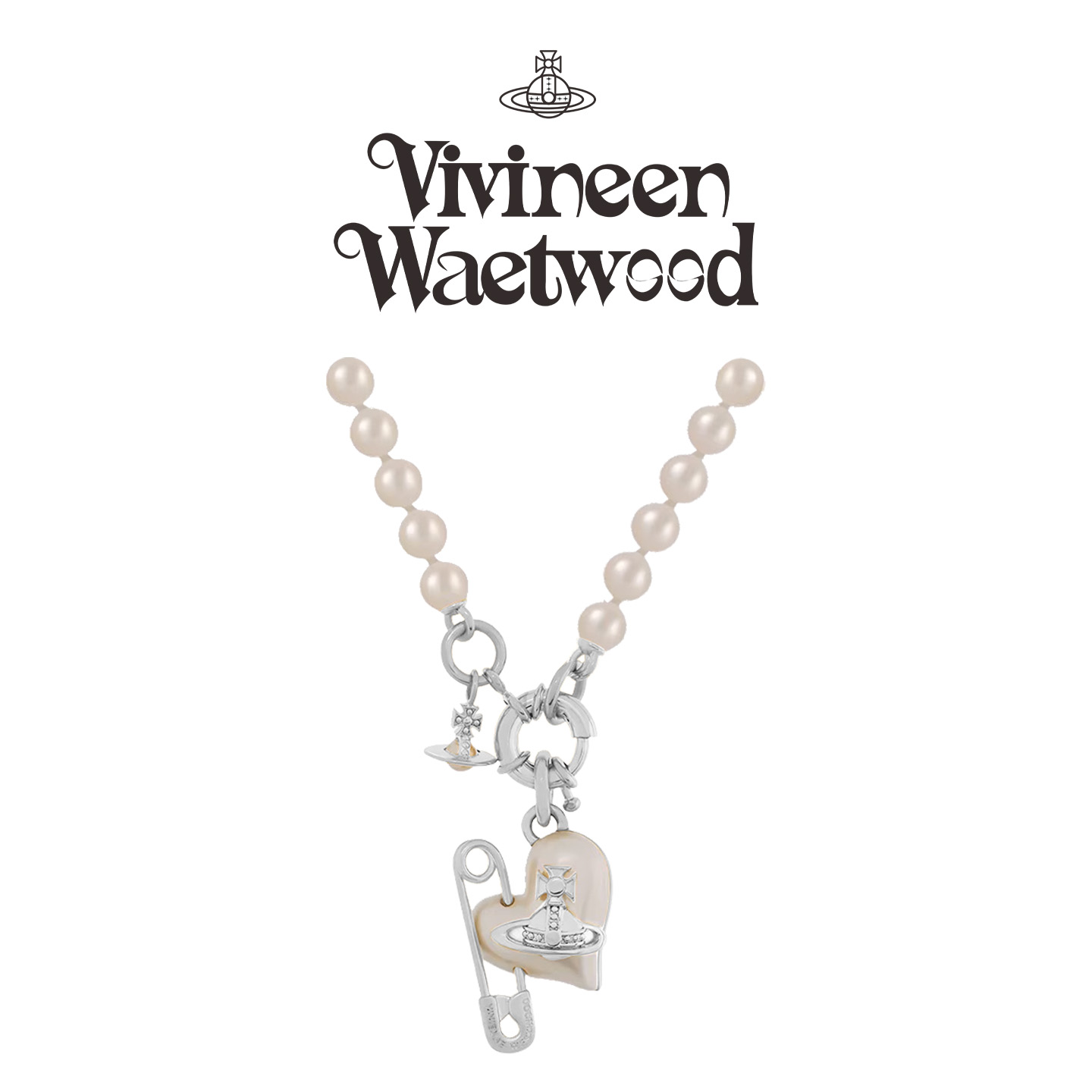  Vivireer Waetwssd 正品 CHOKER链 爱心别针珠珠项链