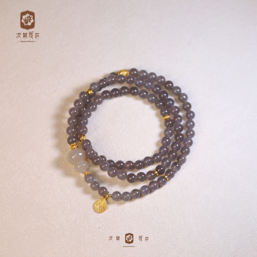 【慕凝烟】6mm烟紫玉 九八 和田玉项链 银配 MZ