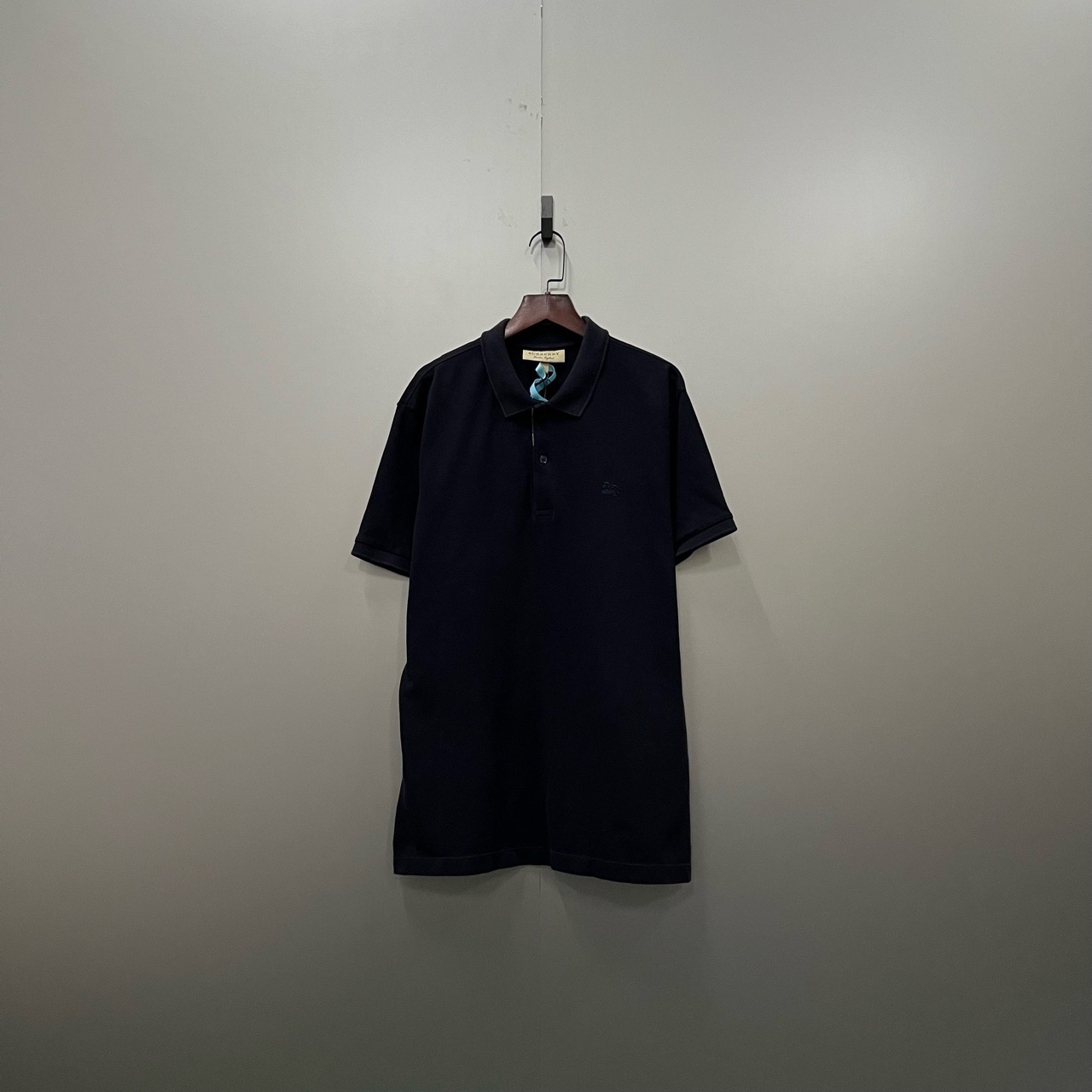 95新 BURBERRY/博柏利 （bb）藏青色骑士logo刺绣polo衫 L码